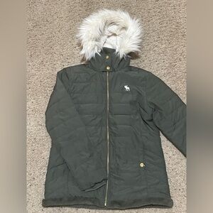 Abercrombie & Fitch Kids Puffer Jacket with Faux Fur Hood